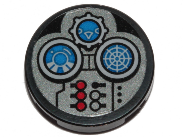 Tile, Round 2 x 2 with Bottom Stud Holder with SW N-1 Starfighter Gauges and Red Buttons Pattern (Sticker) - Set 75325