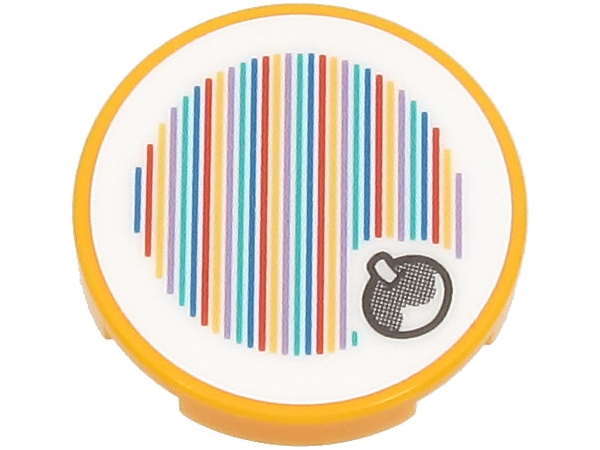 Tile, Round 2 x 2 with Bottom Stud Holder with Super Mario Scanner Code Fruit Pattern (Sticker) - Sets 30509 / 71403 / 71406 / 71418