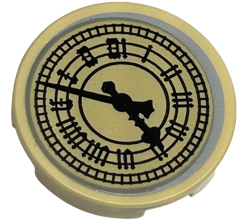 Tile, Round 2 x 2 with Bottom Stud Holder with Clock Face with Roman Numerals Big Ben Pattern (Sticker) - Set 40569