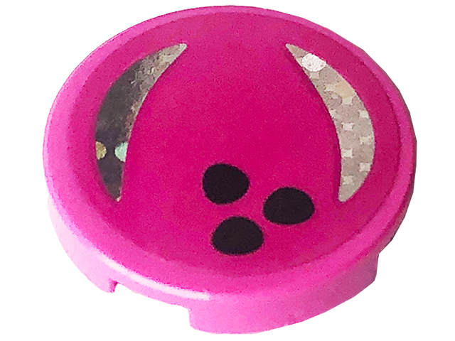 Tile, Round 2 x 2 with Bottom Stud Holder with Bowling Ball with Black Dots and Curved Holographic Highlights Pattern (Sticker) - Set 41708