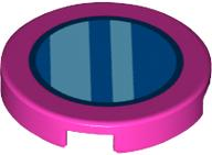 Tile, Round 2 x 2 with Bottom Stud Holder with Blue Circle with Medium Azure Stripes Pattern (Super Mario Conkdor Lens)