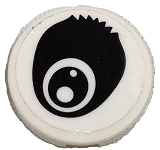 Tile, Round 2 x 2 with Bottom Stud Holder with Black Panda Eye Open with Fur Pattern (Sticker) - Set 80011