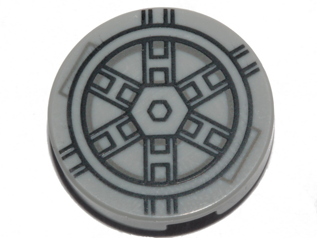 Tile, Round 2 x 2 with Bottom Stud Holder with Black SW TIE Bomber Pattern