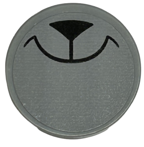 Tile, Round 2 x 2 with Bottom Stud Holder with Black Animal Nose and Smile Pattern (Percy Snout) (Sticker) - Set 43226