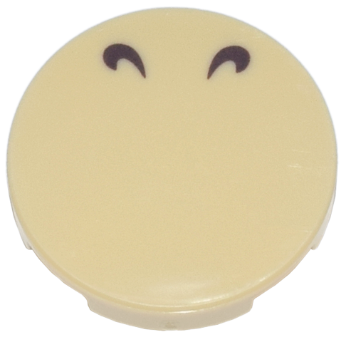 Tile, Round 2 x 2 with Bottom Stud Holder with 2 Dark Brown Curved Lines Pattern (Super Mario Nostrils)