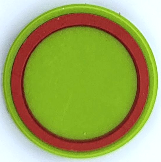Tile, Round 2 x 2 with Bottom Stud Holder with Red Ring Thin Pattern (Sticker) - Set 76021