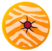 Tile, Round 2 x 2 with Bottom Stud Holder with Cushion with White Animal Print Stripes, Magenta Button and Black Creases Pattern (Sticker) - Set 41400