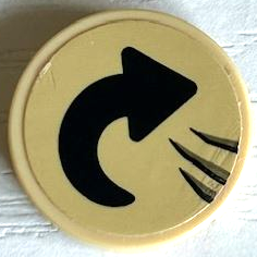 Tile, Round 2 x 2 with Bottom Stud Holder with Black Curved Arrow and Claw Marks Pattern (Sticker) - Set 75941