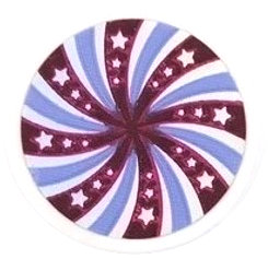 Tile, Round 2 x 2 with Bottom Stud Holder with Magenta and Lavender Swirl and Stars on Iridescent Mirrored Background Pattern (Sticker) - Set 41689