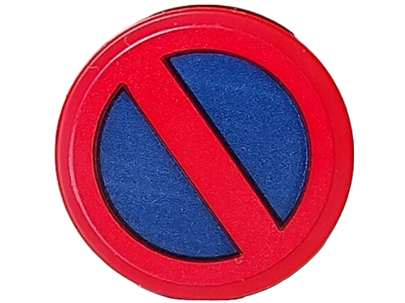 Tile, Round 2 x 2 with Bottom Stud Holder with Dark Blue Road Sign No Parking Pattern (Sticker) - Set 910032