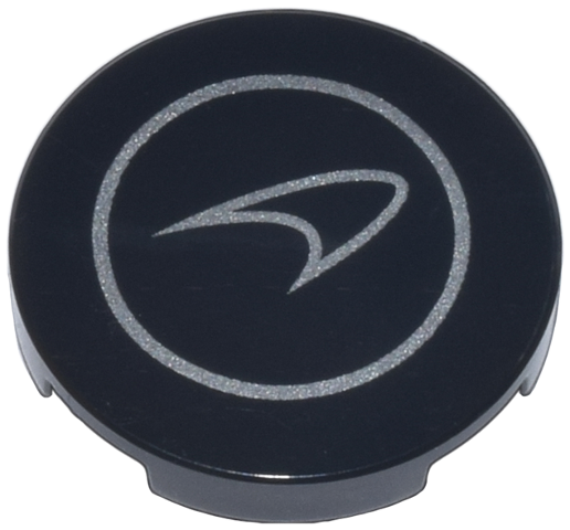 Tile, Round 2 x 2 with Bottom Stud Holder with Silver McLaren Logo in Circle Pattern