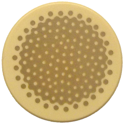 Tile, Round 2 x 2 with Bottom Stud Holder with Dark Tan Bamboo Stem Cross Section Pattern