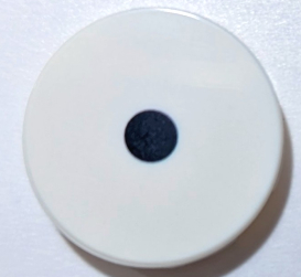 Tile, Round 2 x 2 with Bottom Stud Holder with Black Dot / Eye Pattern