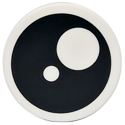 Tile, Round 2 x 2 with Bottom Stud Holder with Black Eye with Pupil and Circle Pattern