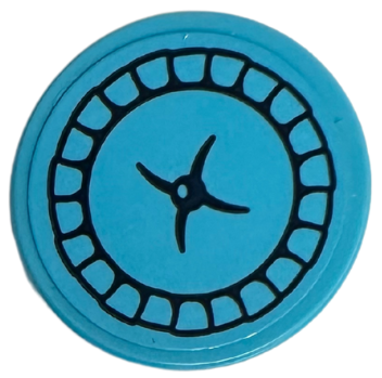 Tile, Round 2 x 2 with Bottom Stud Holder with Cushion with Dark Blue Ring and Button Pattern (Sticker) - Set 41740