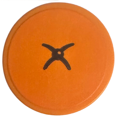 Tile, Round 2 x 2 with Bottom Stud Holder with Cushion with Black Button Pattern (Sticker) - Set 76781