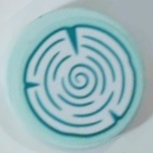 Tile, Round 2 x 2 with Bottom Stud Holder with Dark Turquoise Tree Stump / Wood Grain on White Background Pattern (Sticker) - Set 43215