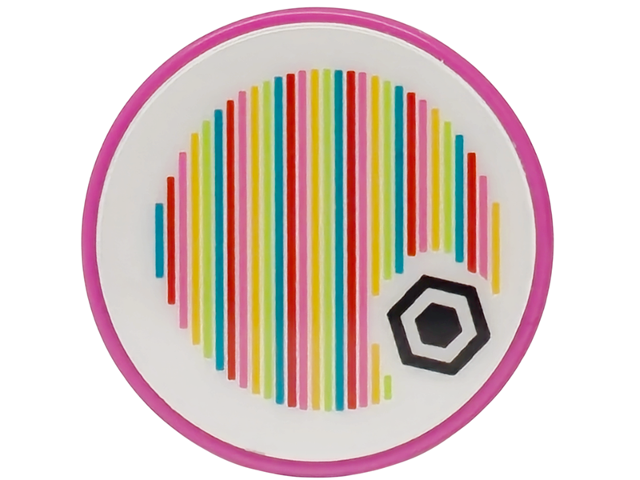 Tile, Round 2 x 2 with Bottom Stud Holder with Super Mario Scanner Code Hexagon Pattern (Sticker) - Set 72042