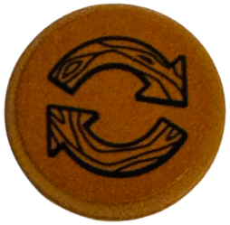 Tile, Round 2 x 2 with Bottom Stud Holder with Black Curved Wood Grain Arrows Pattern (Sticker) - Set 42652