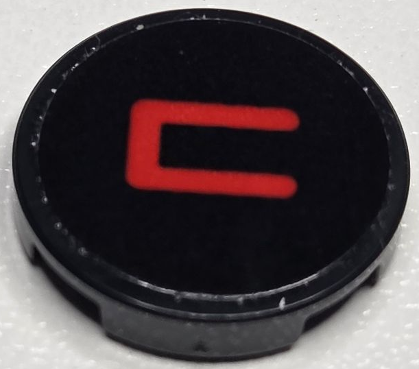 Tile, Round 2 x 2 with Bottom Stud Holder with Red Capital Letter C Pattern (Sticker) - Set 40769