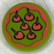 Tile, Round 2 x 2 with Bottom Stud Holder with Coral Dragon Fruit and Wavy Border Pattern (Sticker) - Set 43185