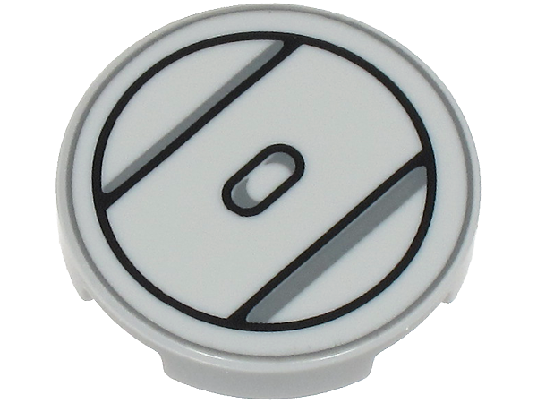 Tile, Round 2 x 2 with Bottom Stud Holder with SW AT-AT Leg Joint with Black and Dark Bluish Gray Circles, Lines and Oval Pattern