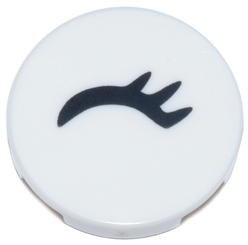 Tile, Round 2 x 2 with Bottom Stud Holder with Black Closed Eye with Eyelash Pattern Model Left Side