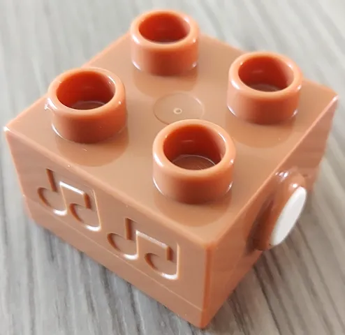 Duplo, Brick 2 x 2 Sound with Debossed Music Notes, White Button, and Animal Sounds