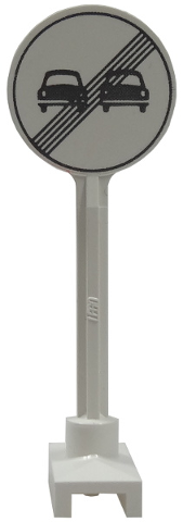 Road Sign Round with Gray End Of No Overtaking Pattern