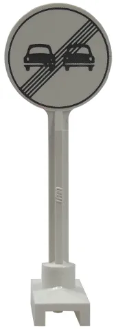 Road Sign Round with Gray End Of No Overtaking Pattern