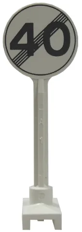 Road Sign Round with Gray End Of Maximum Speed 40 Pattern