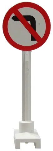 Road Sign Round with No Left Turn Pattern