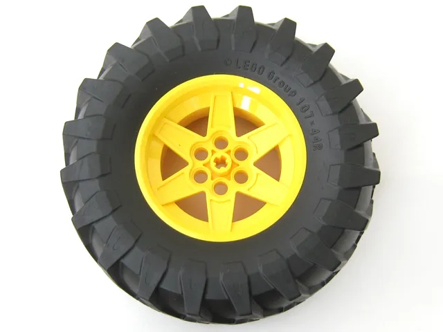 Wheel 56mm D. x 34mm Technic Racing Medium, 6 Pin Holes with Black Tire 107 x 44R (15038 / 23798)