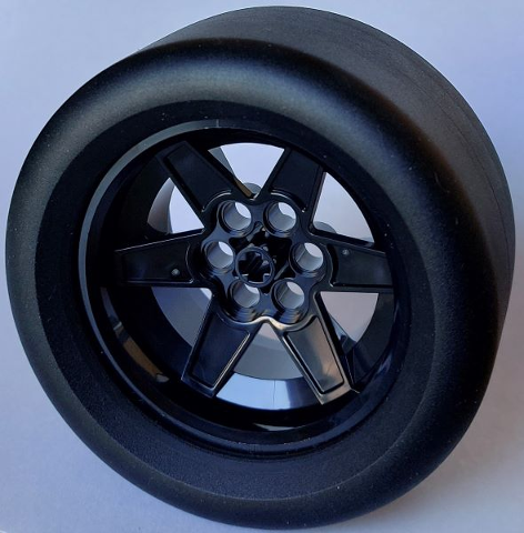 Wheel 56mm D. x 34mm Technic Racing Medium, 6 Pin Holes with Black Tire 81.6mm D. x 44mm Smooth (15038 / 4410)
