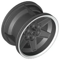 Wheel 56mm D. x 34mm Technic Racing Medium, 6 Pin Holes with White Rim Edge Pattern