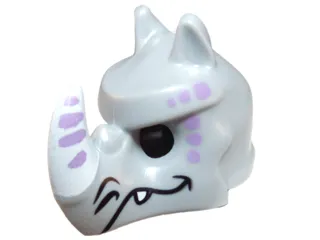 Minifigure, Headgear Mask Rhinoceros with Fangs, White Horn and Medium Lavender Spots Pattern