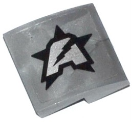 Slope, Curved 2 x 2 x 2/3 with Silver Letter A on Black Star Ultra Agents Logo Pattern Model Left Side (Sticker) - Sets 70162 / 70170