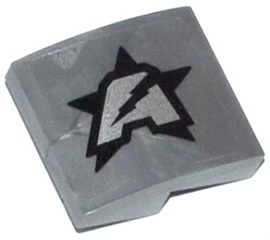 Slope, Curved 2 x 2 x 2/3 with Silver Letter A on Black Star Ultra Agents Logo Pattern Model Right Side (Sticker) - Sets 70162 / 70170