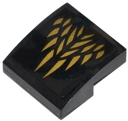 Slope, Curved 2 x 2 x 2/3 with Gold Feathers Pattern (Sticker) - Set 70124
