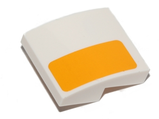 Slope, Curved 2 x 2 x 2/3 with Bright Light Orange Stripe Pattern Model Left Side (Sticker) - Set 75053