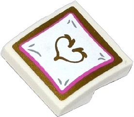 Slope, Curved 2 x 2 x 2/3 with Pillow with Gold Heart Pattern (Sticker) - Set 41060