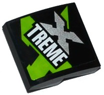 Slope, Curved 2 x 2 x 2/3 with Lime, Silver and White 'XTREME' Pattern (Sticker) - Set 60085