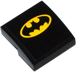 Slope, Curved 2 x 2 x 2/3 with Yellow Batman Logo Pattern (Sticker) - Set 76027