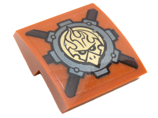 Slope, Curved 2 x 2 x 2/3 with Dark Bluish Gray Gear and Gold Chima Emblem Pattern (Sticker) - Set 70225