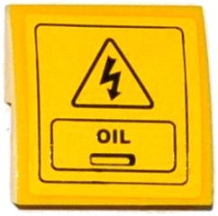 Slope, Curved 2 x 2 x 2/3 with Electricity Danger Sign, Hatch and 'OIL'  Pattern (Sticker) - Set 60075