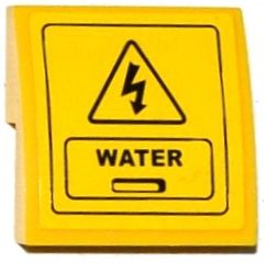 Slope, Curved 2 x 2 x 2/3 with Electricity Danger Sign, Hatch and 'WATER' Pattern (Sticker) - Set 60075