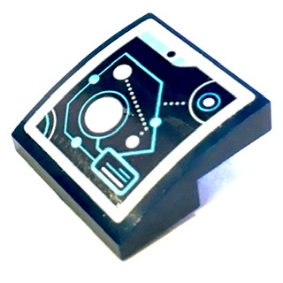 Slope, Curved 2 x 2 x 2/3 with Medium Azure and White Connected Circles and Lines Pattern (Sticker) - Set 71200