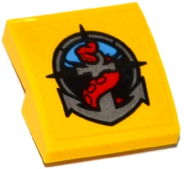 Slope, Curved 2 x 2 x 2/3 with Deep Sea Logo with Silver Anchor and Red Tentacle Pattern (Sticker) - Sets 60093 / 60096