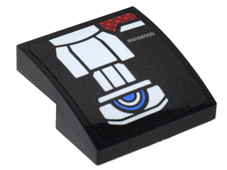 Slope, Curved 2 x 2 x 2/3 with Silver Belt Pattern Model Left Side (Sticker) - Set 76051