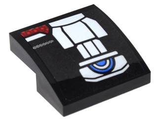 Slope, Curved 2 x 2 x 2/3 with Silver Belt Pattern Model Right Side (Sticker) - Set 76051